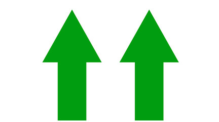 Green one arrow icon, Green color arrow indicator Symbol
