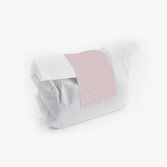Wrapped product on white background