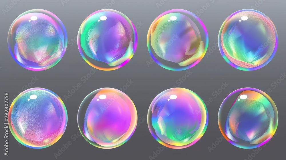 Poster the rainbow color dots are isolated on a transparent background as part of a realistic set of radial