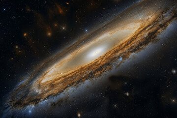 Fototapeta premium A breathtaking view of a spiral galaxy, with its distinctive arms wrapped around a bright core, floating in a sea of stars.