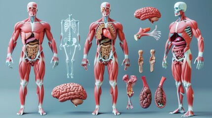 Animated human muscles anatomy model - obrazy, fototapety, plakaty