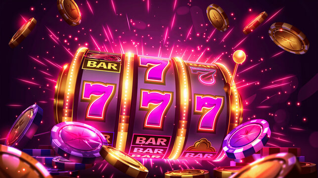 Casino slot wheel with winning jackpot isolation background, Illustration.