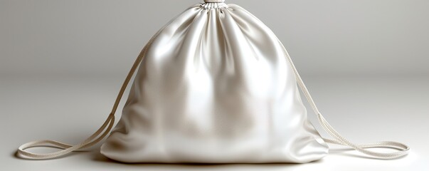 white drawstring bag isolated on a white