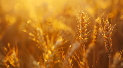 Close up of ripe wheat ears. Beautiful backdrop 