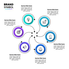 Infographic template. Circular spiral with 6 steps