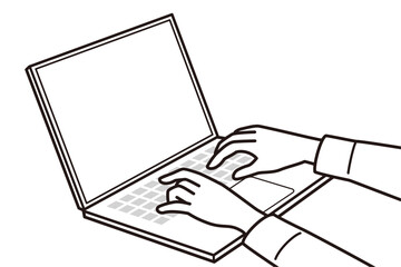 ノートパソコンを操作するイラスト