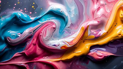 Vibrant Swirling Acrylic Paint Creates Abstract Energy - obrazy, fototapety, plakaty