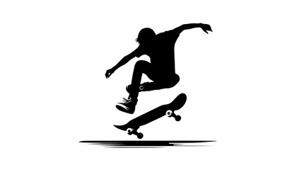 Boy having fun playing skateboard