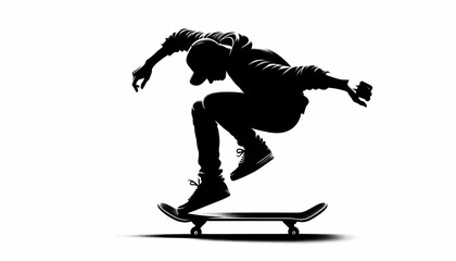 Boy having fun playing skateboard - obrazy, fototapety, plakaty