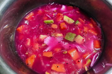 Fruit ice in a glass for the iftar menu on the floor