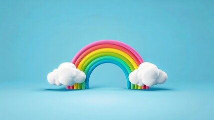Joyful Rainbow Bridges Clouds in Childlike Wonder