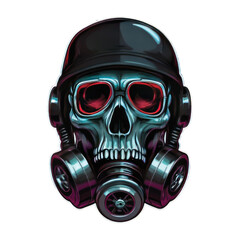 Detailed Illustration skull Head wearing a gas mask Sticker Art