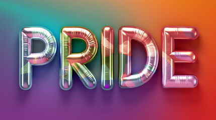 Rainbow LGBTQ+ Pride Month Sign. Colorful 3D Letters, Text Effects. Bubble Candy Neon Glitch, Retro Glow, Disco, Trance, Fun. Poster, Header, Banner, Background. Festival, Parade, Party, Social Media.