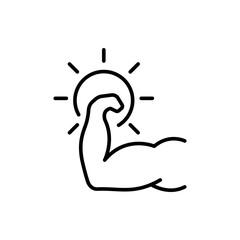 Muscle power outline icons, minimalist vector illustration ,simple transparent graphic element .Isolated on white background