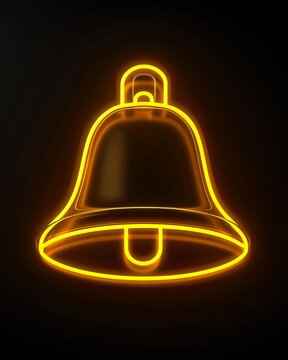 A dynamic neon yellow bell icon for notifications, flashing intermittently to alert users of new messages or updates in a visually captivating manner