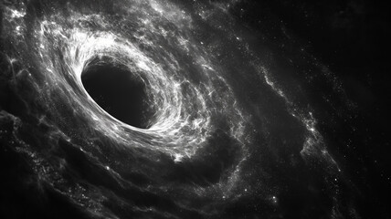 Black and white photography of the Supermassive Black Hole, dark. Science concept background - obrazy, fototapety, plakaty