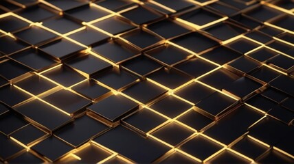 Abstract Geometric Gold Lines on Black for Elegant Backgrounds