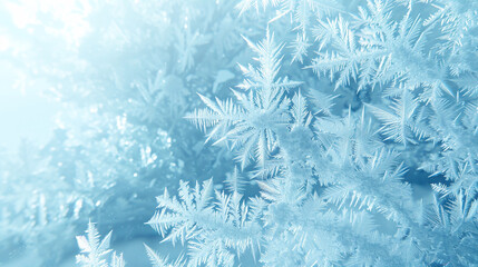 Neon blue frost patterns lace a window of pale ice blue, the cold, intricate beauty of digital networks made manifest.