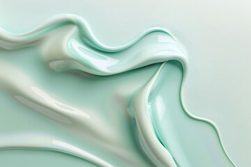 Create a visual of a soft, pastel mint blob gently spreading, its edges curling on a pristine background, symbolizing renewal and calm.