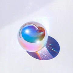 Abstract Iridescent Sphere with Vivid Colorful Reflections and Light Play