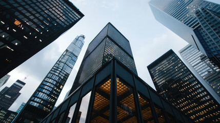 Naklejka premium Finance District Skyscrapers, Urban Landscape Photo