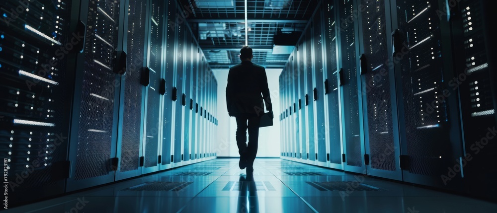 Poster cloud computing, artificial intelligence, supercomputer, cybersecurity and cloud computing concept i