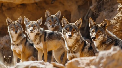 Wolf Canis Lupus Arabs Staring on the Camera