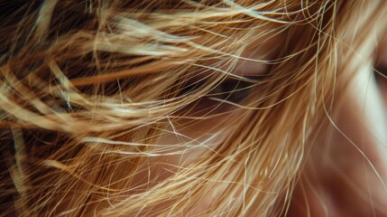 Tiny tendrils of hair frame the face creating a soft and delicate frame. . - obrazy, fototapety, plakaty