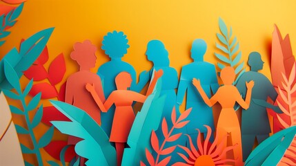 Diversity workplace inclusivity world day cultural multicultural  inclusive friendly cohesive teamwork paper cut out colourful