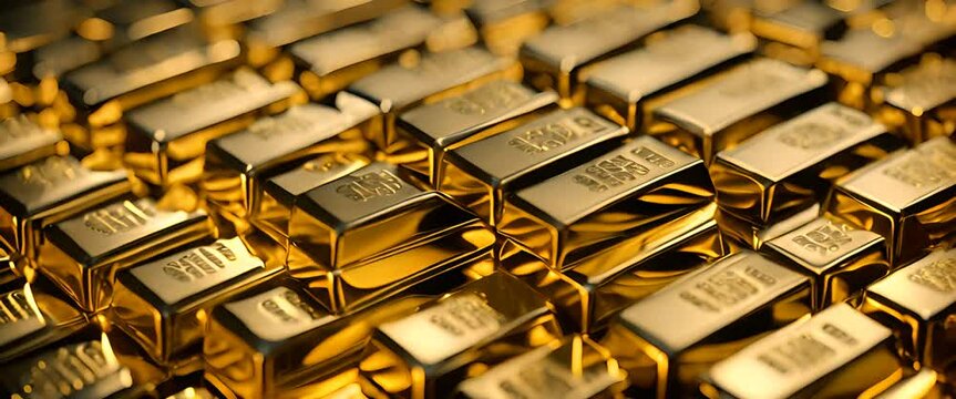 A pile of sparkling gold bars