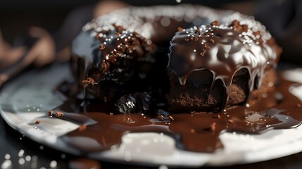 Delicious sweet chocolate cake sponge cake dessert - obrazy, fototapety, plakaty