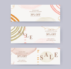 set of watercolor Style Sale Banner template