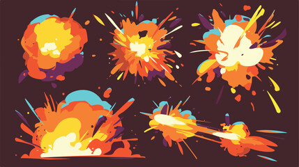Fototapeta na wymiar Top view of vector flash explosion effect bomb boom