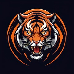 Attacking Tiger Logo with Red Eyes and Visible Teeth, Symbolizing Dominance and Strength for Esport Teams