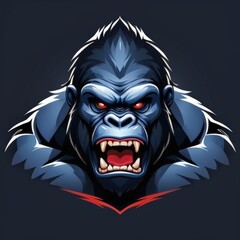 King Kong Mascot Logo with Glowing Red Eyes and Roaring Pose, Ideal for Dynamic Esport Logos