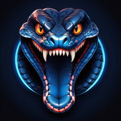 Snake Mascot Logo with Fire Elements and Red Eyes, Showing Strength and Fierceness for Esport Teams