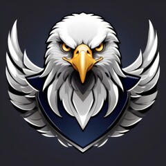 Eagle Mascot with Dynamic Wings and Yellow Eyes, Conveying Competitive Spirit, Ideal for Esport Logos