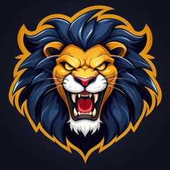 Lion Logo with a Fierce Expression and Red Eyes, Ready for Battle, Perfect for Aggressive Esport Teams