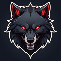Aggressive Posture Wolf Mascot Design with Red Eyes, Roaring in a Fiery Hue, Suitable for Dynamic Esport Teams