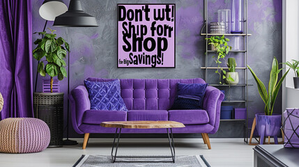 Modern lavender canvas with bold black lettering 