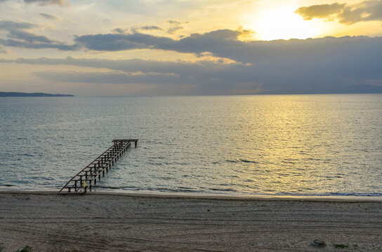 Oren Beach in Burhaniye (Balikesir province, Turkey) at sunset