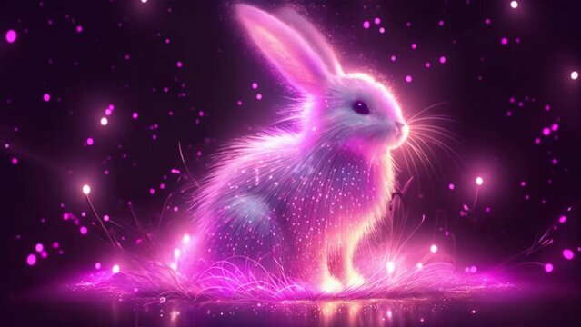 Cute glowing bunny 4k animation.
