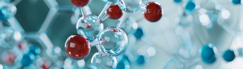 Close-Up of Red and Transparent Molecular Bonds
