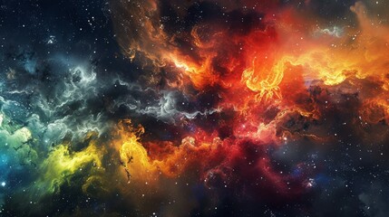 A dynamic galactic collision, emphasizing the clash of colors and textures, ideal for a dramatic poster - obrazy, fototapety, plakaty