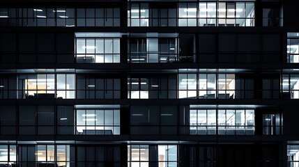 Fototapeta na wymiar Modern glossy black office building with white reflective windows