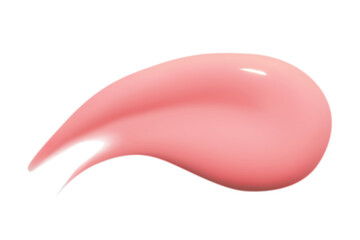 A drop of liquid smeared pink cream with no background. PNG