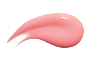 A drop of liquid smeared pink cream with no background. PNG
