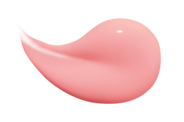 A drop of liquid smeared pink cream with no background. PNG