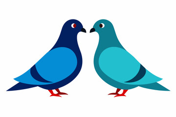  pigeon birds couple face to face vector artwork illustration 