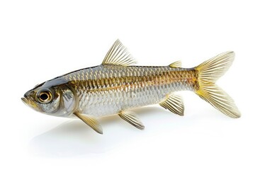Naklejka premium Small Common Minnow Fish Isolated on White Background in Fresh Water
